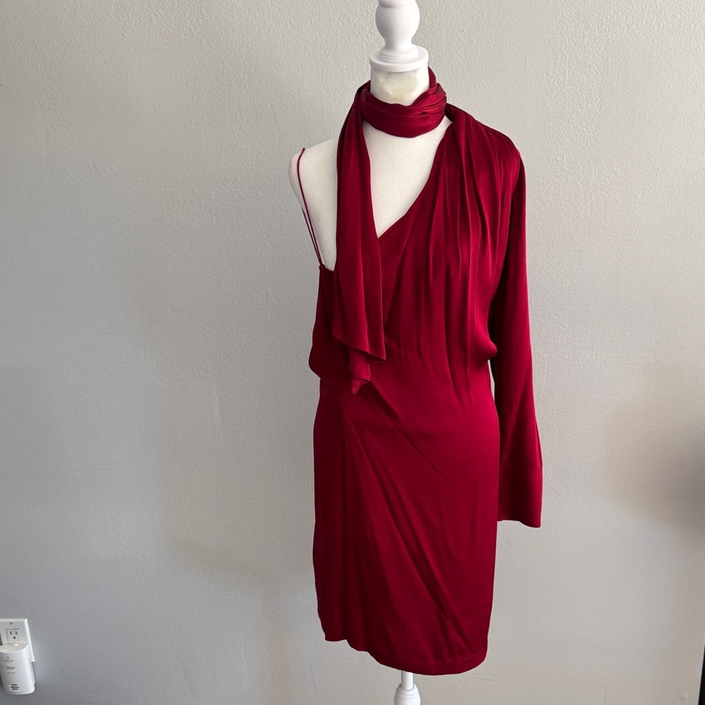 Wayf One Shoulder Dress in Red